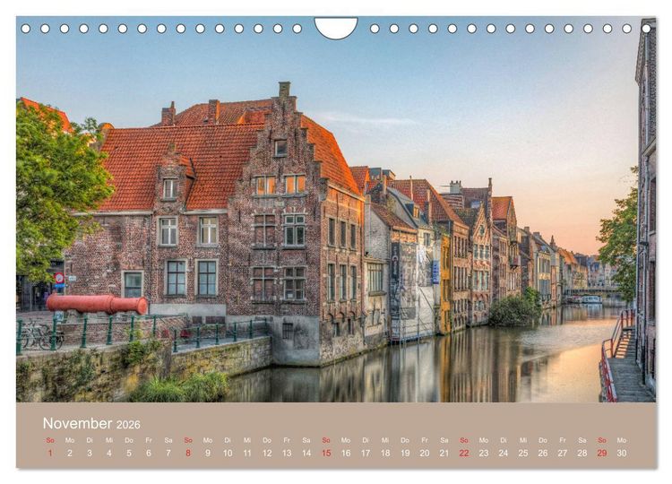 Produktbild: Br&uuml;gge und Gent, eine Fotoreise durch die zwei Perlen Flanderns. (Wandkalender 2026 DIN A4 quer), CALVENDO Monatskalender