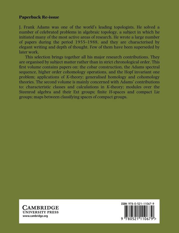 Produktbild: The Selected Works of J. Frank Adams, Volume I