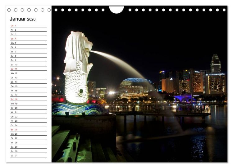 Produktbild: Singapur - Die Farben der Nacht (Wandkalender 2026 DIN A4 quer), CALVENDO Monatskalender