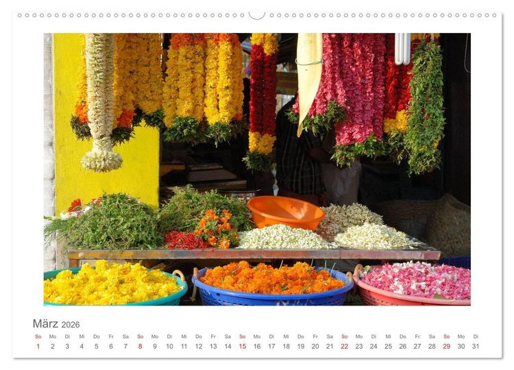 Produktbild: Farbenfrohes Kerala - Eindr&uuml;cke aus God&acute;s Own Country (Wandkalender 2026 DIN A2 quer), CALVENDO Monatskalender