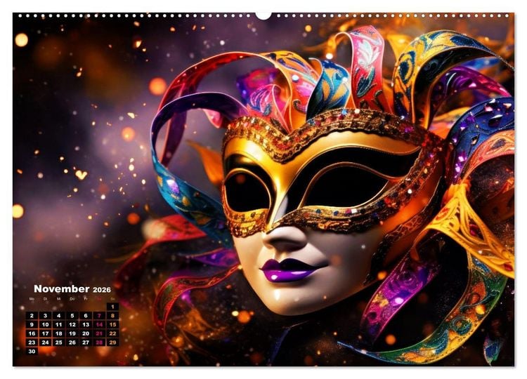 Produktbild: MASKEN - poetisch und vertr&auml;umt (hochwertiger Premium Wandkalender 2026 DIN A2 quer), Kunstdruck in Hochglanz