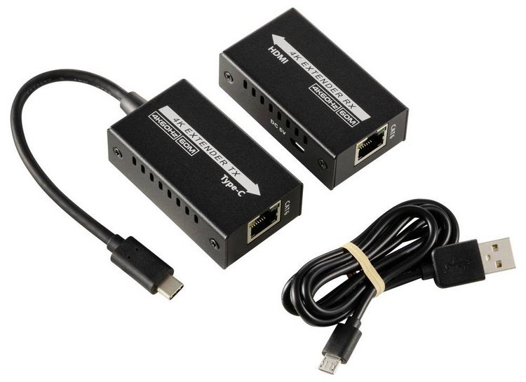 Produktbild: SpeaKa Professional SP-TPCE-500 USB-C&reg; (DP Alt Mode) HDMI Extender &uuml;ber Netzwerkkabel RJ45 60 m