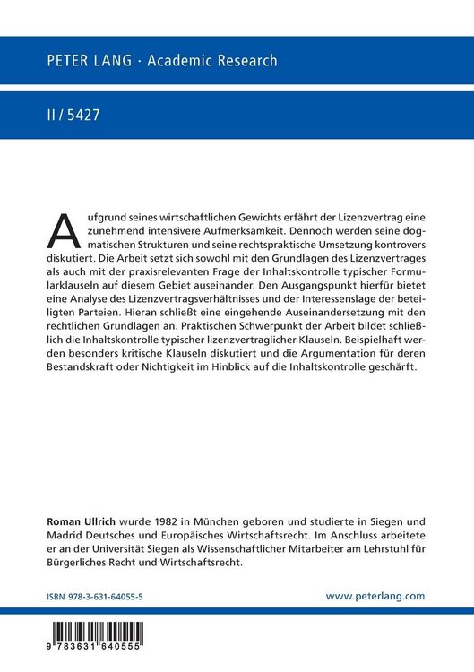 Produktbild: Lizenzvertr&auml;ge und ihre Inhaltskontrolle im unternehmerischen Gesch&auml;ftsverkehr