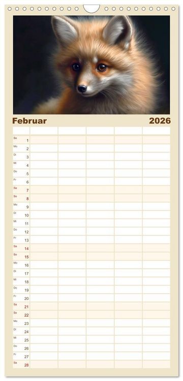 Produktbild: Familienplaner 2026 - Zauberhafte Fluffies mit 5 Spalten (Wandkalender, 21 x 45 cm) CALVENDO