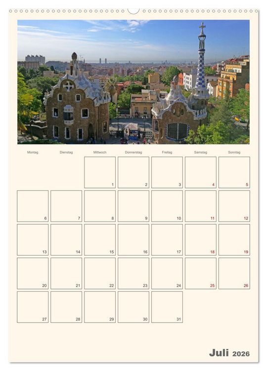 Produktbild: Valencia - Barcelona Terminplaner (Wandkalender 2026 DIN A2 hoch), CALVENDO Monatskalender
