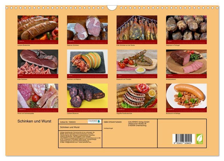 Produktbild: Schinken und Wurst (Wandkalender 2026 DIN A3 quer), CALVENDO Monatskalender