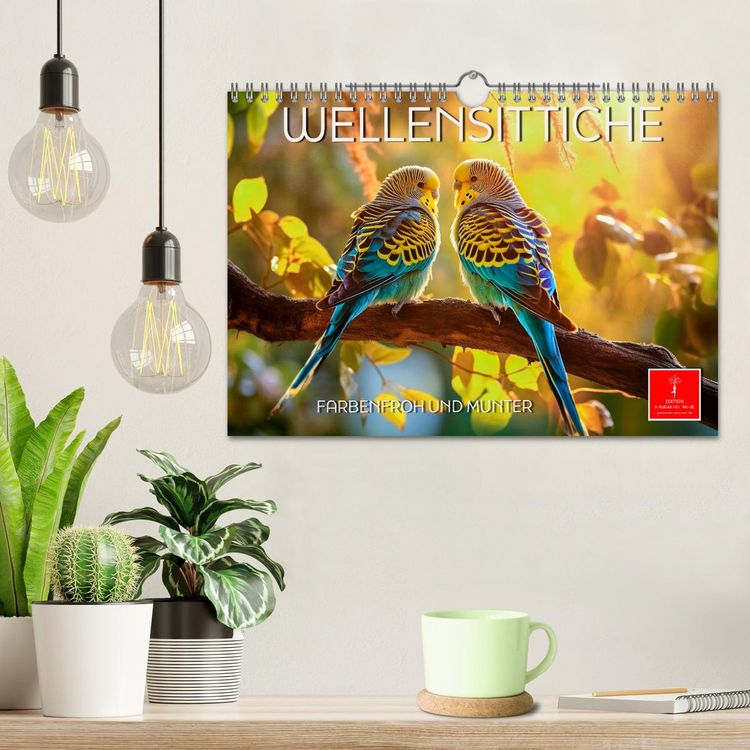 Produktbild: Wellensittiche farbenfroh und munter (Wandkalender 2026 DIN A4 quer), CALVENDO Monatskalender
