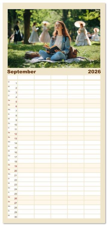 Produktbild: Familienplaner 2026 - Lesen ist eine Reise durch Zeit und Raum mit 5 Spalten (Wandkalender, 21 x 45 cm) CALVENDO