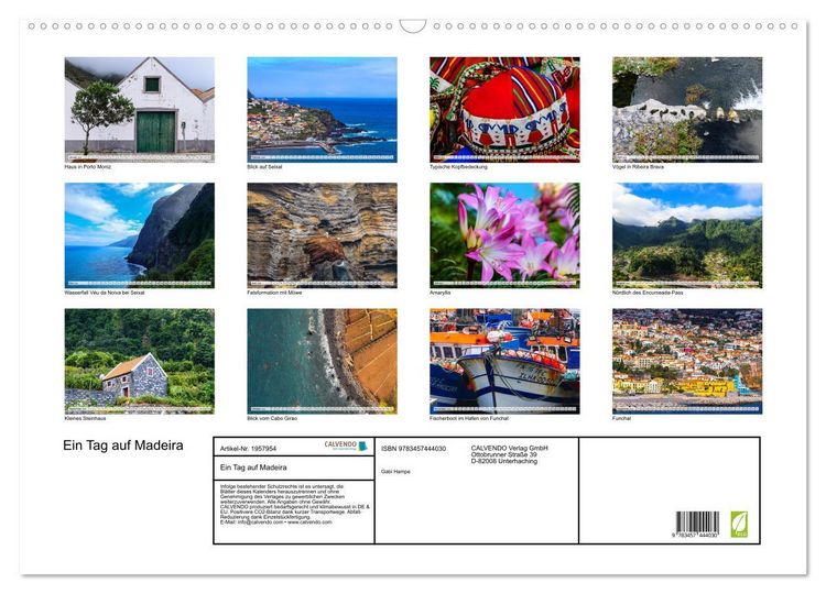 Produktbild: Ein Tag auf Madeira (Wandkalender 2026 DIN A2 quer), CALVENDO Monatskalender