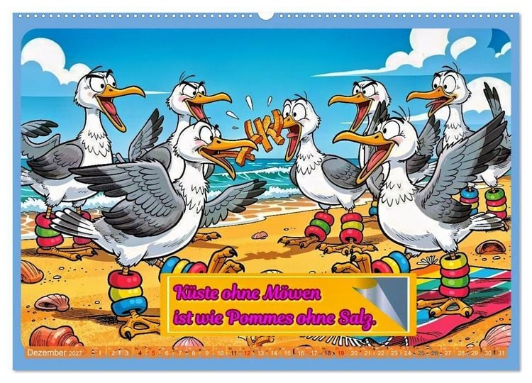 Produktbild: Lustige M&ouml;wen von der K&uuml;ste (hochwertiger Premium Wandkalender 2027 DIN A2 quer), Kunstdruck in Hochglanz
