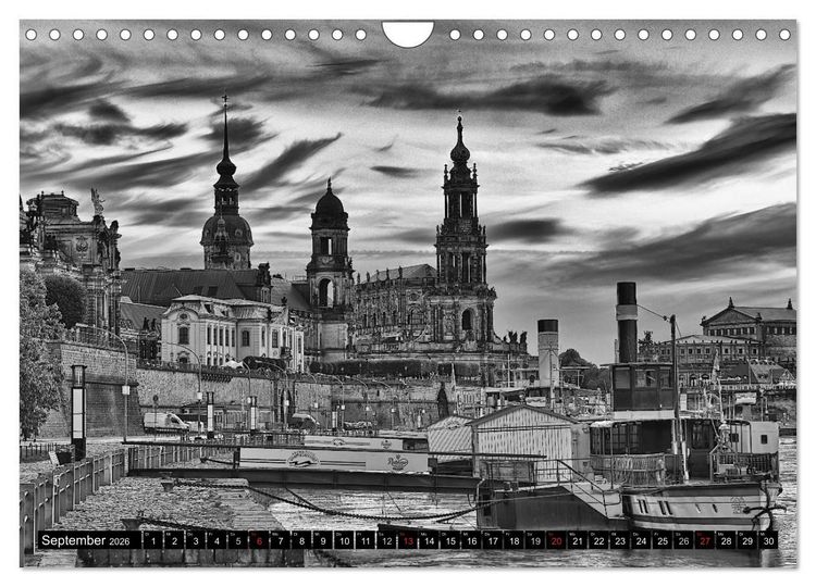 Produktbild: Dresden Faszination Schwarz Weiss (Wandkalender 2026 DIN A4 quer), CALVENDO Monatskalender
