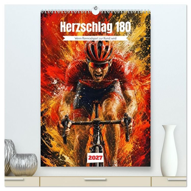 Produktbild: Herzschlag 180 - Wenn Rennradsport zur Kunst wird (hochwertiger Premium Wandkalender 2027 DIN A2 hoch), Kunstdruck in Hochglanz