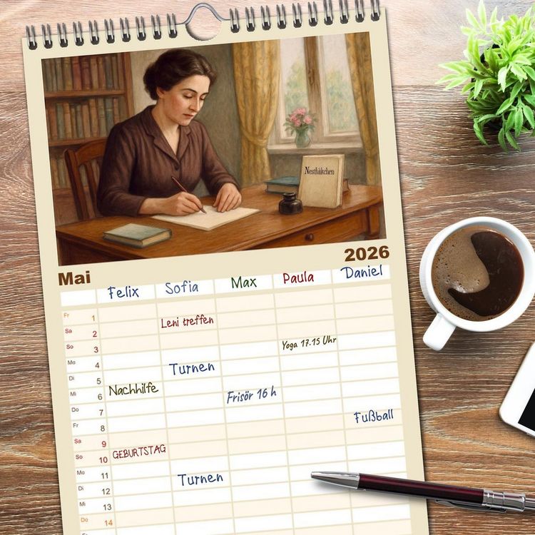 Produktbild: Familienplaner 2026 - Else Ury mit 5 Spalten (Wandkalender, 21 x 45 cm) CALVENDO