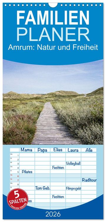 Produktbild: Familienplaner 2026 - Amrum: Natur und Freiheit mit 5 Spalten (Wandkalender, 21 x 45 cm) CALVENDO