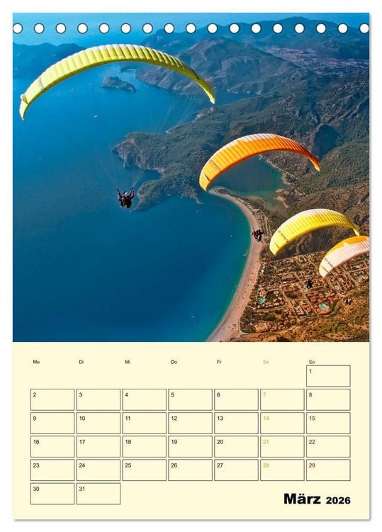 Produktbild: Paragliding - extrem aufregend (Tischkalender 2026 DIN A5 hoch), CALVENDO Monatskalender