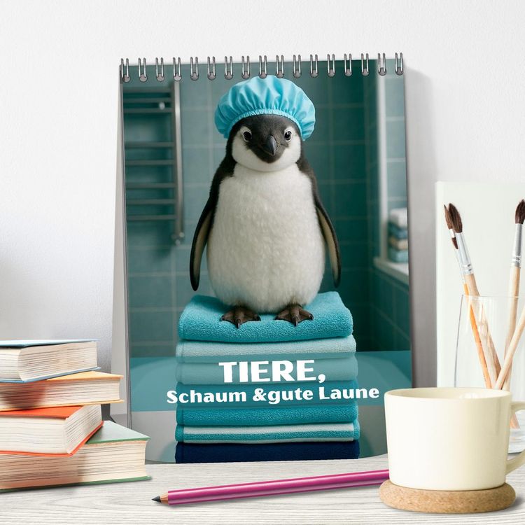 Produktbild: Tiere, Schaum und gute Laune (Tischkalender 2026 DIN A5 hoch), CALVENDO Monatskalender