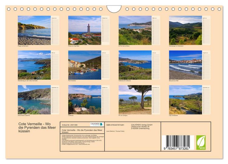 Produktbild: Cote Vermeille - Wo die Pyren&auml;en das Meer k&uuml;ssen (Wandkalender 2026 DIN A4 quer), CALVENDO Monatskalender