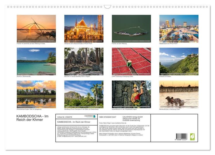 Produktbild: KAMBODSCHA - Im Reich der Khmer (Wandkalender 2027 DIN A2 quer), CALVENDO Monatskalender