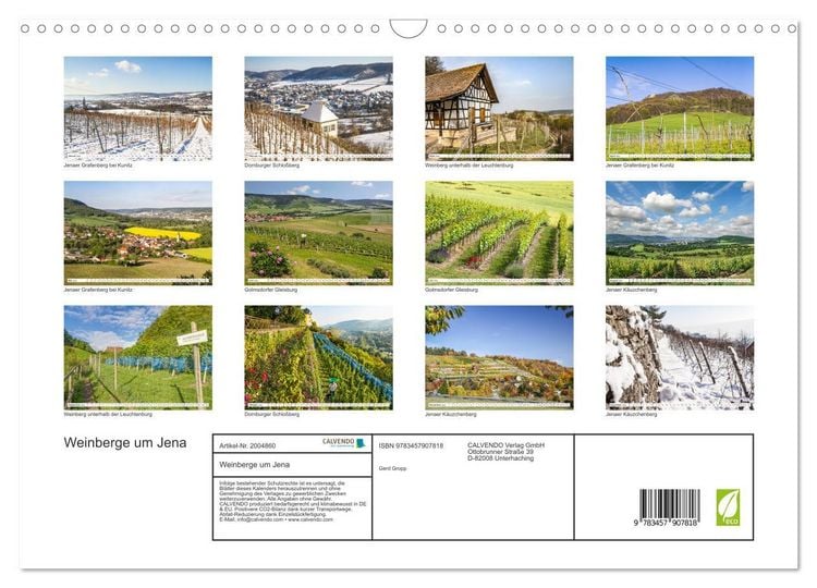 Produktbild: Weinberge um Jena (Wandkalender 2026 DIN A3 quer), CALVENDO Monatskalender