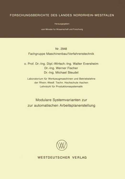 Produktbild: Modulare Systemvarianten zur automatischen Arbeitsplanerstellung