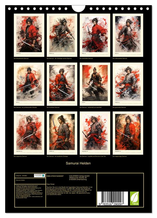 Produktbild: Samurai Helden (Wandkalender 2026 DIN A4 hoch), CALVENDO Monatskalender