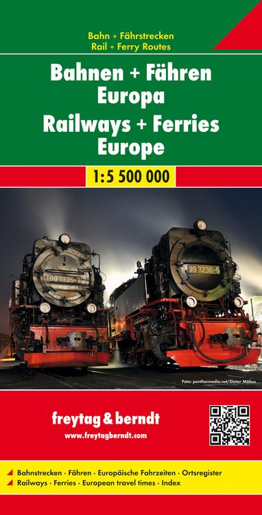 Bild vom Artikel Bahnen + Fähren Europa, Eisenbahnkarte 1:5,5 Mio., Poster, plano in Rolle vom Autor Freytag-Berndt und Artaria KG