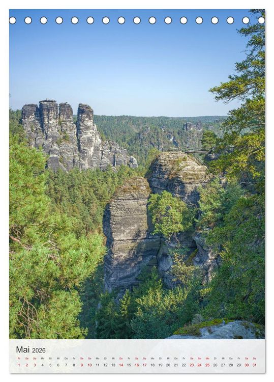 Produktbild: Bastei und Lilienstein - Unterwegs an zwei m&auml;rchenhaften Orten in der S&auml;chsischen Schweiz (Tischkalender 2026 DIN A5 hoch), CALVENDO Monatskalender