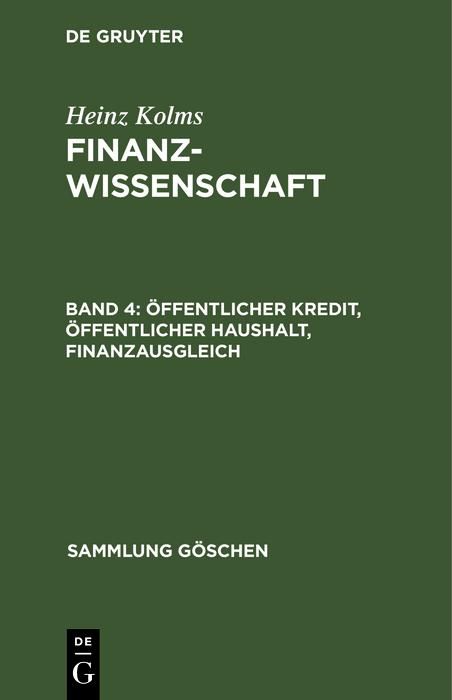 Produktbild: &Ouml;ffentlicher Kredit, &ouml;ffentlicher Haushalt, Finanzausgleich