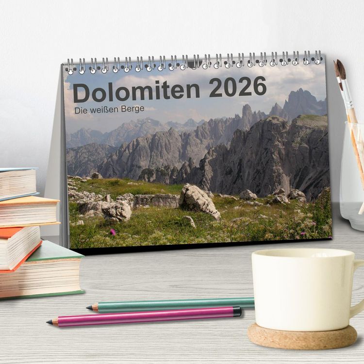 Produktbild: Dolomiten 2026 - Die wei&szlig;en Berge (Tischkalender 2026 DIN A5 quer), CALVENDO Monatskalender