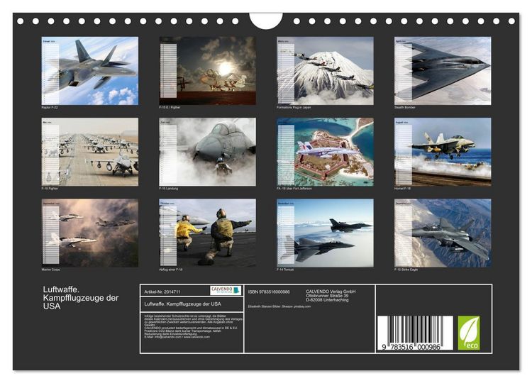 Produktbild: Luftwaffe. Kampfflugzeuge der USA (Wandkalender 2026 DIN A4 quer), CALVENDO Monatskalender