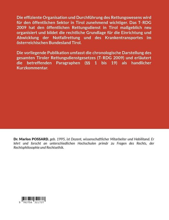Produktbild: Kurzkommentar zum Tiroler Rettungsdienstgesetz