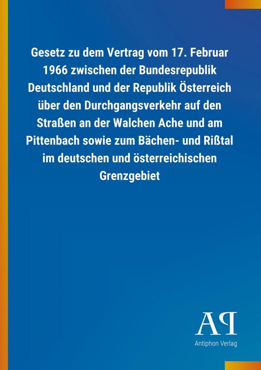 Produktbild: Gesetz zu dem Vertrag vom 17. Februar 1966 zwischen der Bund