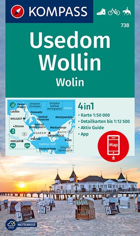 Produktbild: KOMPASS Wanderkarte 738 Insel Usedom - Insel Wollin/Wolin 1:50.000