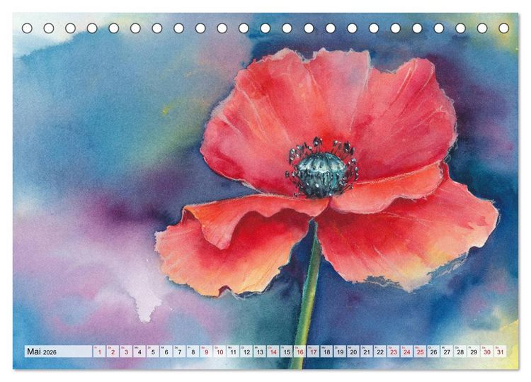 Produktbild: Blumenaquarelle aus der N&auml;he (Tischkalender 2026 DIN A5 quer), CALVENDO Monatskalender