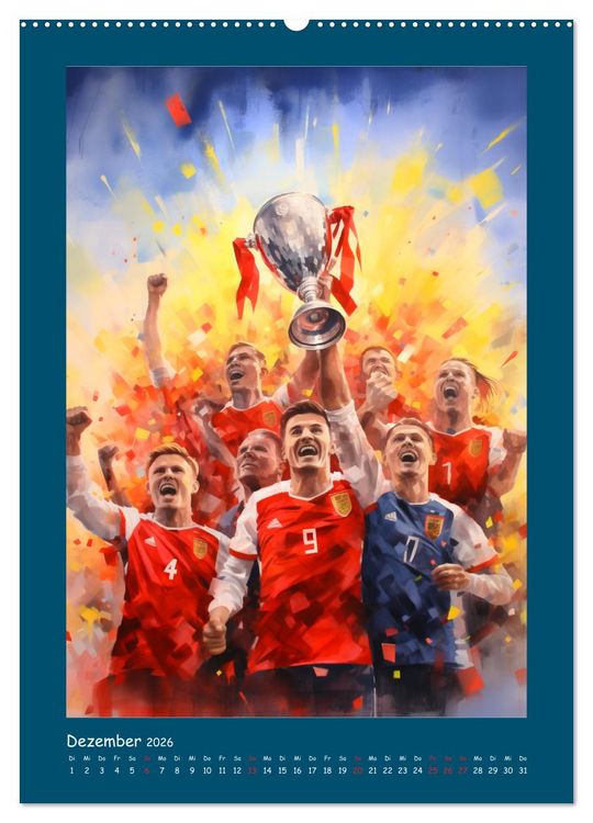 Produktbild: Leidenschaft Fussball. Stadionstimmung im Aquarellstil (hochwertiger Premium Wandkalender 2026 DIN A2 hoch), Kunstdruck in Hochglanz