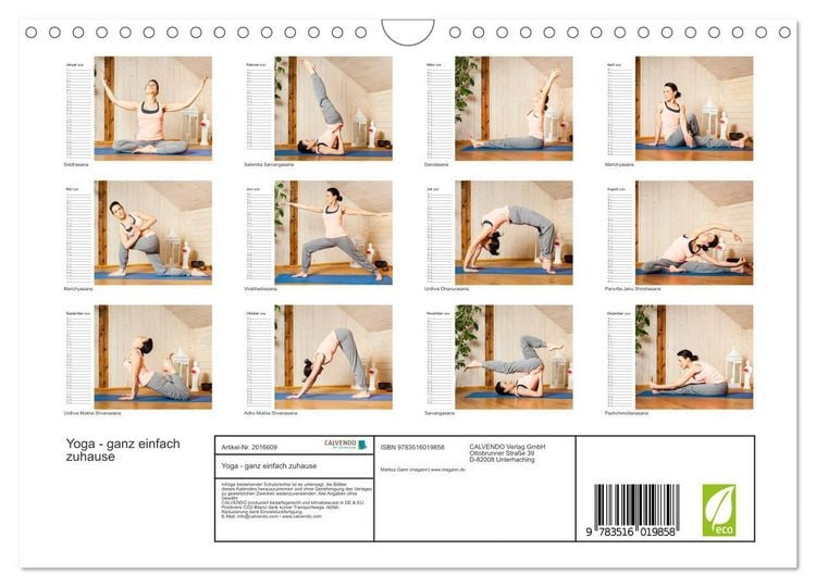 Produktbild: Yoga - ganz einfach zuhause (Wandkalender 2026 DIN A4 quer), CALVENDO Monatskalender