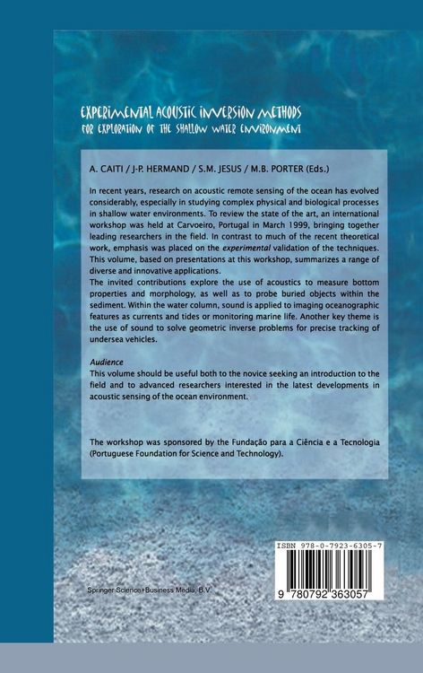 Produktbild: Experimental Acoustic Inversion Methods for Exploration of the Shallow Water Environment