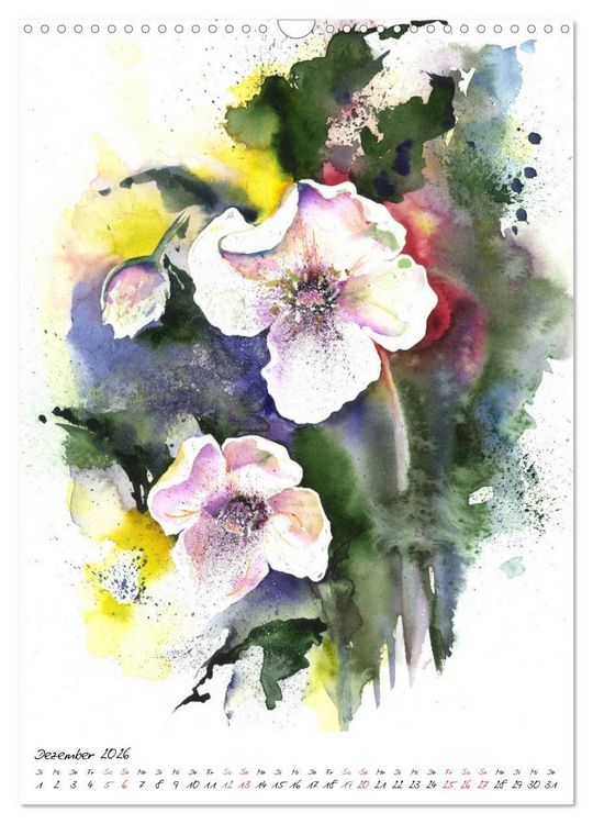 Produktbild: Bl&uuml;tenaquarelle (Wandkalender 2026 DIN A3 hoch), CALVENDO Monatskalender