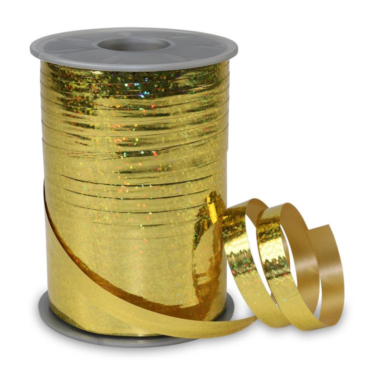 Produktbild: PR&Auml;SENT Ringelband Holly Holograpic gold 10mmx200m