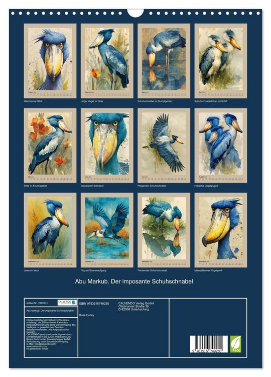 Produktbild: Abu Markub. Der imposante Schuhschnabel (Wandkalender 2027 DIN A3 hoch), CALVENDO Monatskalender