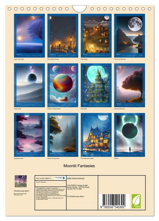 Produktbild: Moonlit Fantasies (Wall Calendar 2026 DIN A4 portrait), CALVENDO 12 Month Wall Calendar