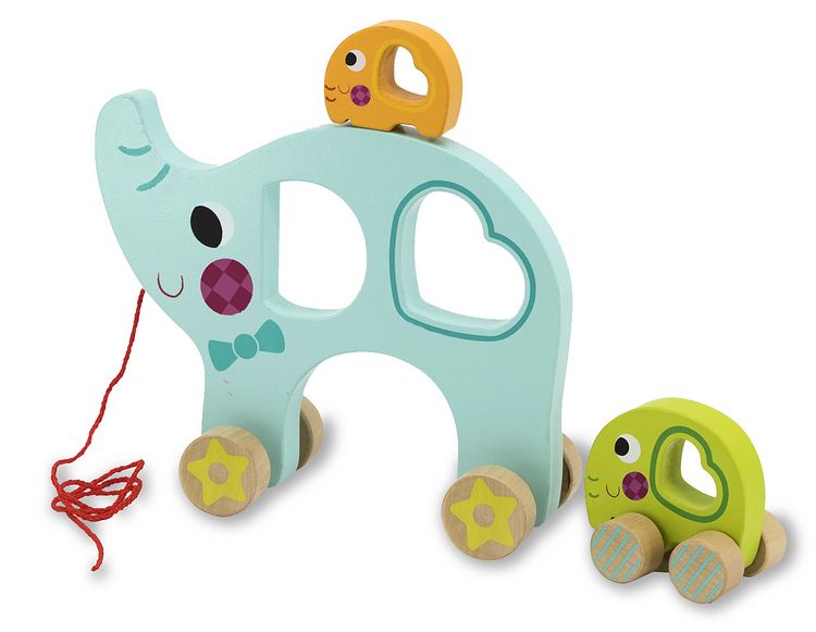 Produktbild: Holzspielzeug Kidiwood Nachzieh-Elefantenfamilie 3tlg