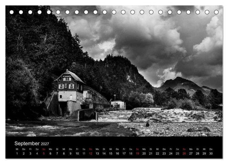 Produktbild: BERGE IN SCHWARZ WEISS (Tischkalender 2027 DIN A5 quer), CALVENDO Monatskalender