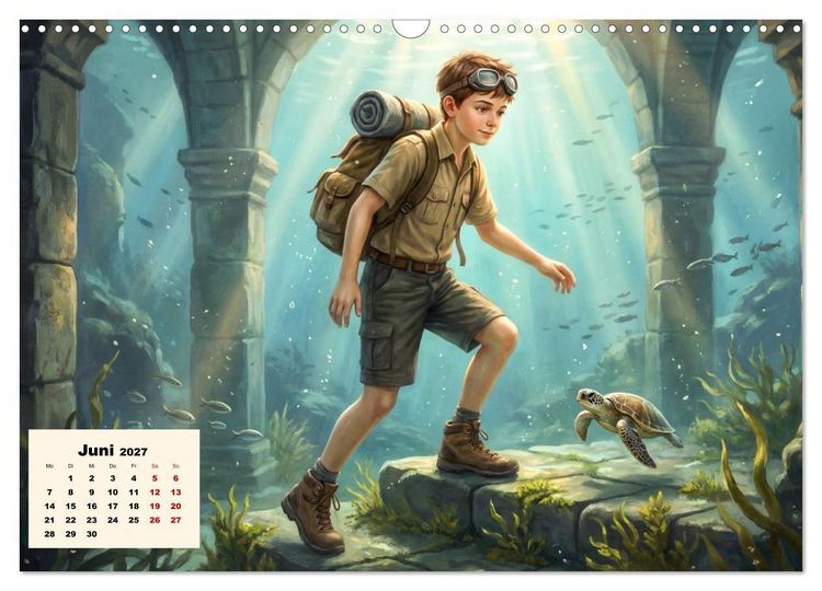 Produktbild: Kleine Entdecker auf magischen Reisen - Fantasy-Welten f&uuml;r Kinder (Wandkalender 2027 DIN A3 quer), CALVENDO Monatskalender