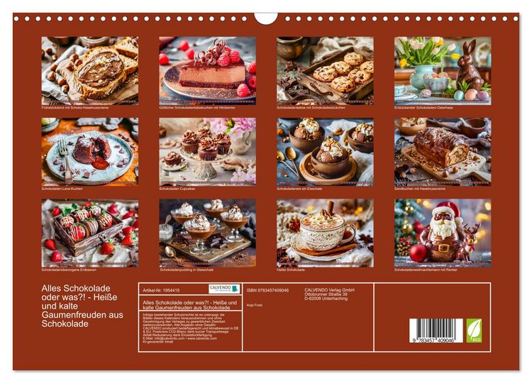 Produktbild: Alles Schokolade oder was?! - Hei&szlig;e und kalte Gaumenfreuden aus Schokolade (Wandkalender 2026 DIN A3 quer), CALVENDO Monatskalender