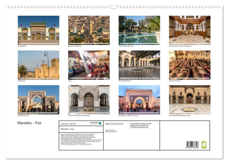 Produktbild: Marokko - Fes (Wandkalender 2026 DIN A2 quer), CALVENDO Monatskalender