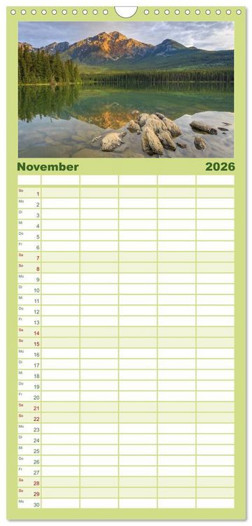 Produktbild: Familienplaner 2026 - KANADA - Rocky Mountains mit 5 Spalten (Wandkalender, 21 x 45 cm) CALVENDO