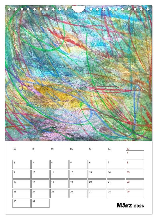Produktbild: Ungeb&auml;ndigt frei - Abstrakte Malerei - dynamische Linien in leuchtenden Farbr&auml;umen (Wandkalender 2026 DIN A4 hoch), CALVENDO Monatskalender