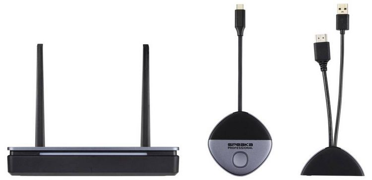 Produktbild: SpeaKa Professional SP-TR-500 Drahtloses Full HD Pr&auml;sentationssystem 30 m 5 GHz, 2.4 GHz 1920 x 1080 Pixel Sichere Funk&uuml;bertragung