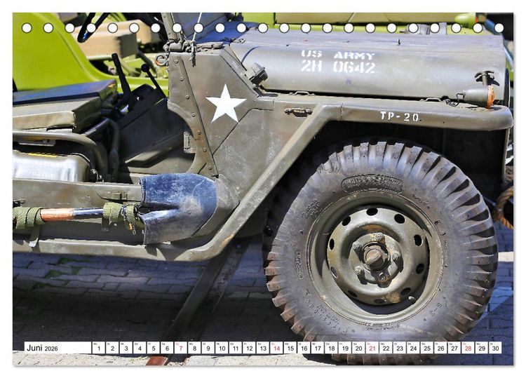 Produktbild: Willys Jeep im Detail vom Frankfurter Taxifahrer Petrus Bodenstaff (Tischkalender 2026 DIN A5 quer), CALVENDO Monatskalender